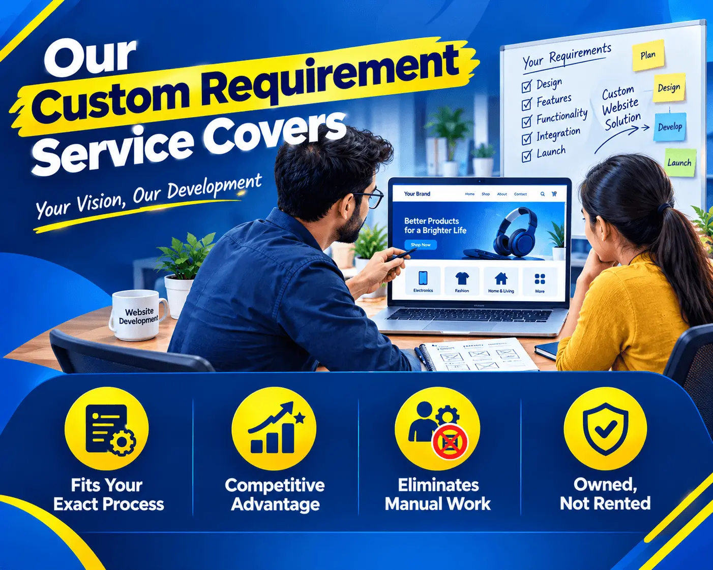Illustration representing Custom Software & Website Development by Brand Sky Technologies