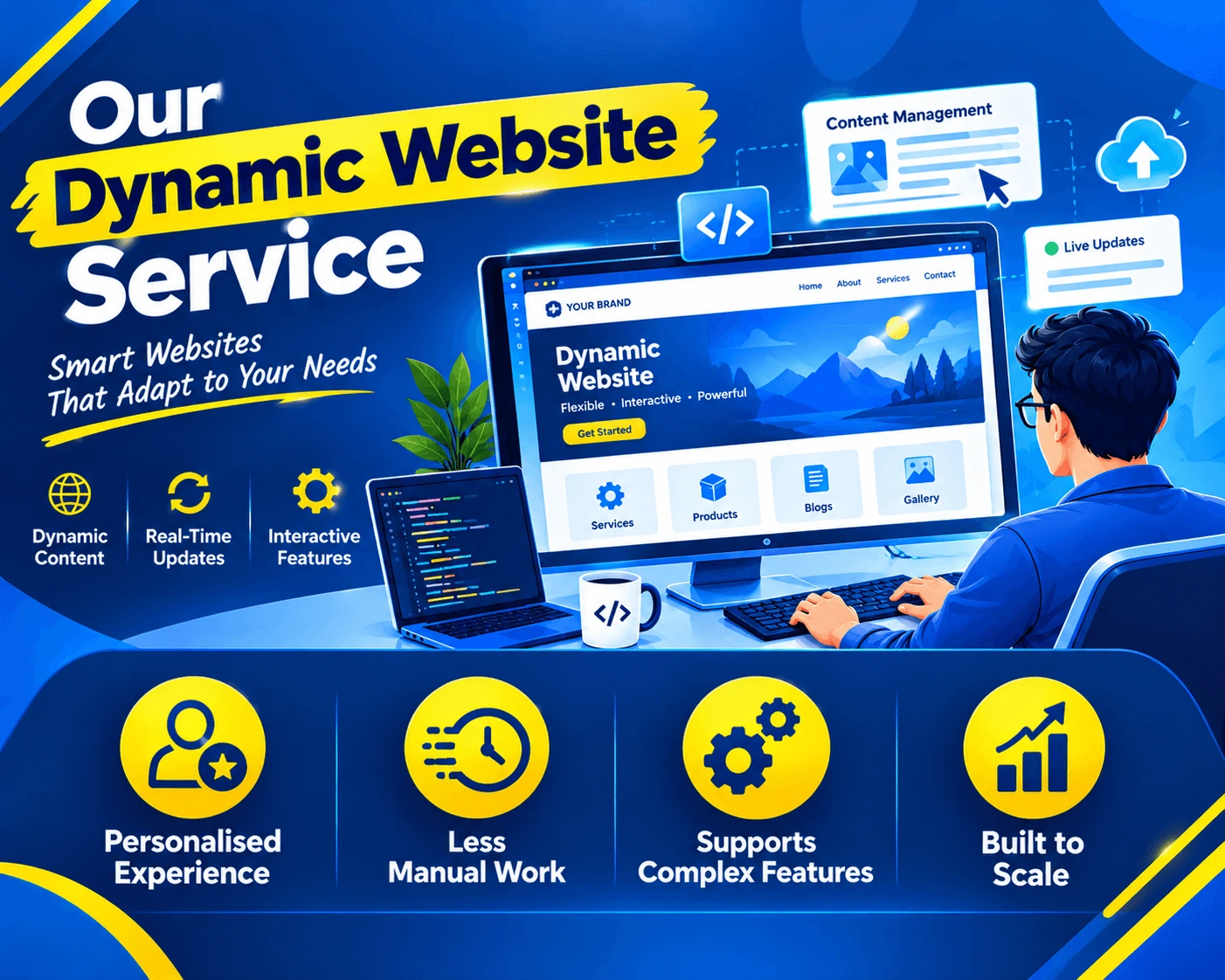 Illustration representing Dynamic Website Development by Brand Sky Technologies