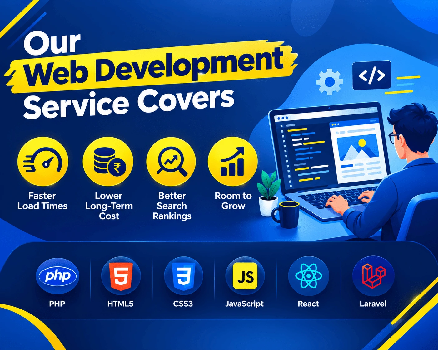 Illustration representing Web Development Services by Brand Sky Technologies
